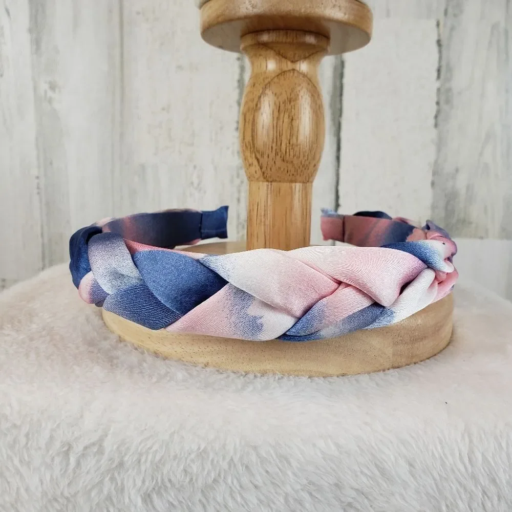 Blue And Pink Braided Headband